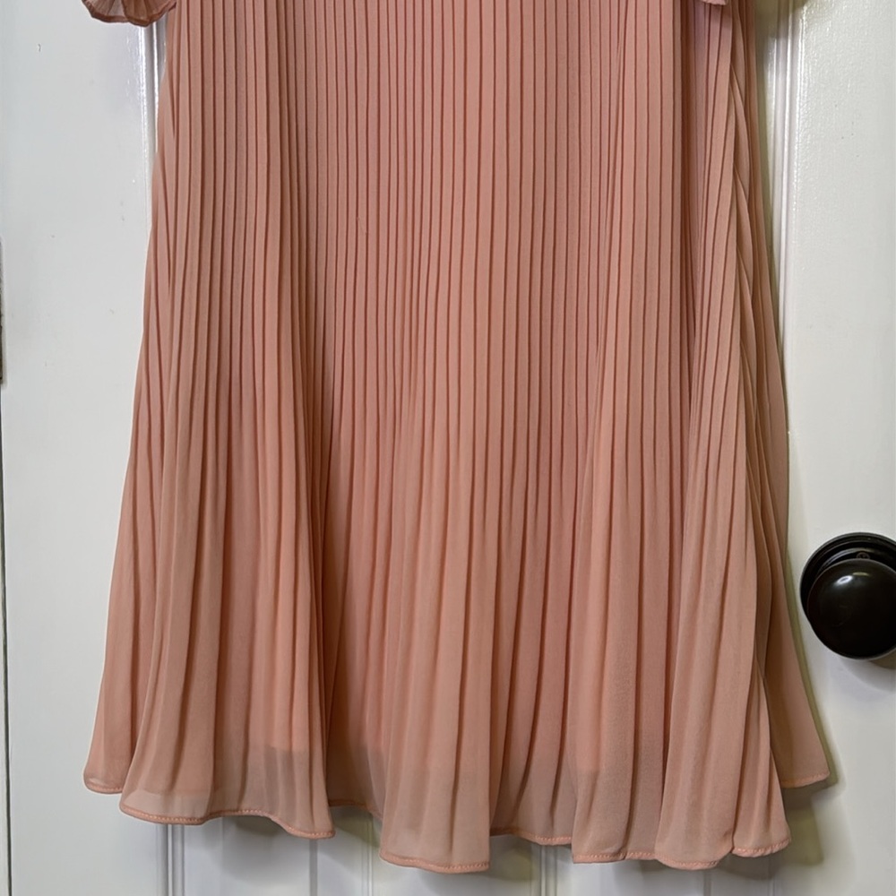 She + Sky 60% Silk Pink Ruffled Cut-Out Mini Dress PTP: 16”-18” - Picture 8 of 10